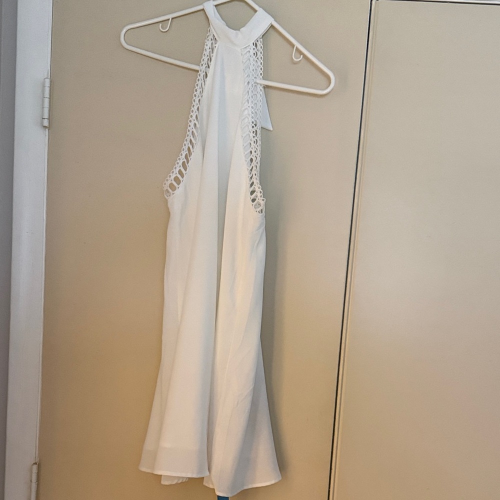 Cupshe White open back Halter Dress with Crochet Straps